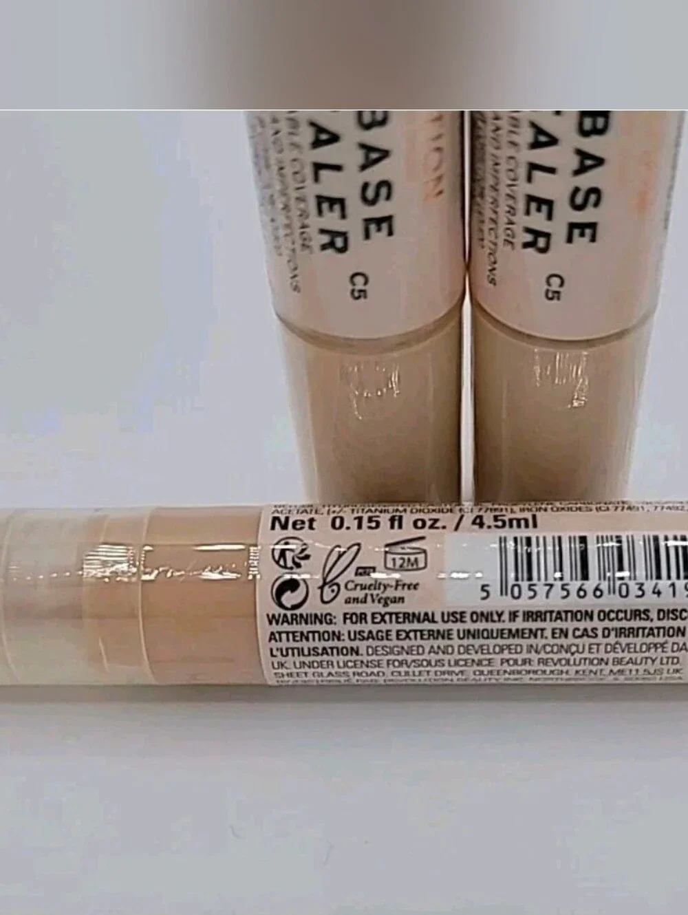 NWT 3x Makeup Revolution Fast Base Concealer Shade #C5 0.15 fl oz Ea SEALED